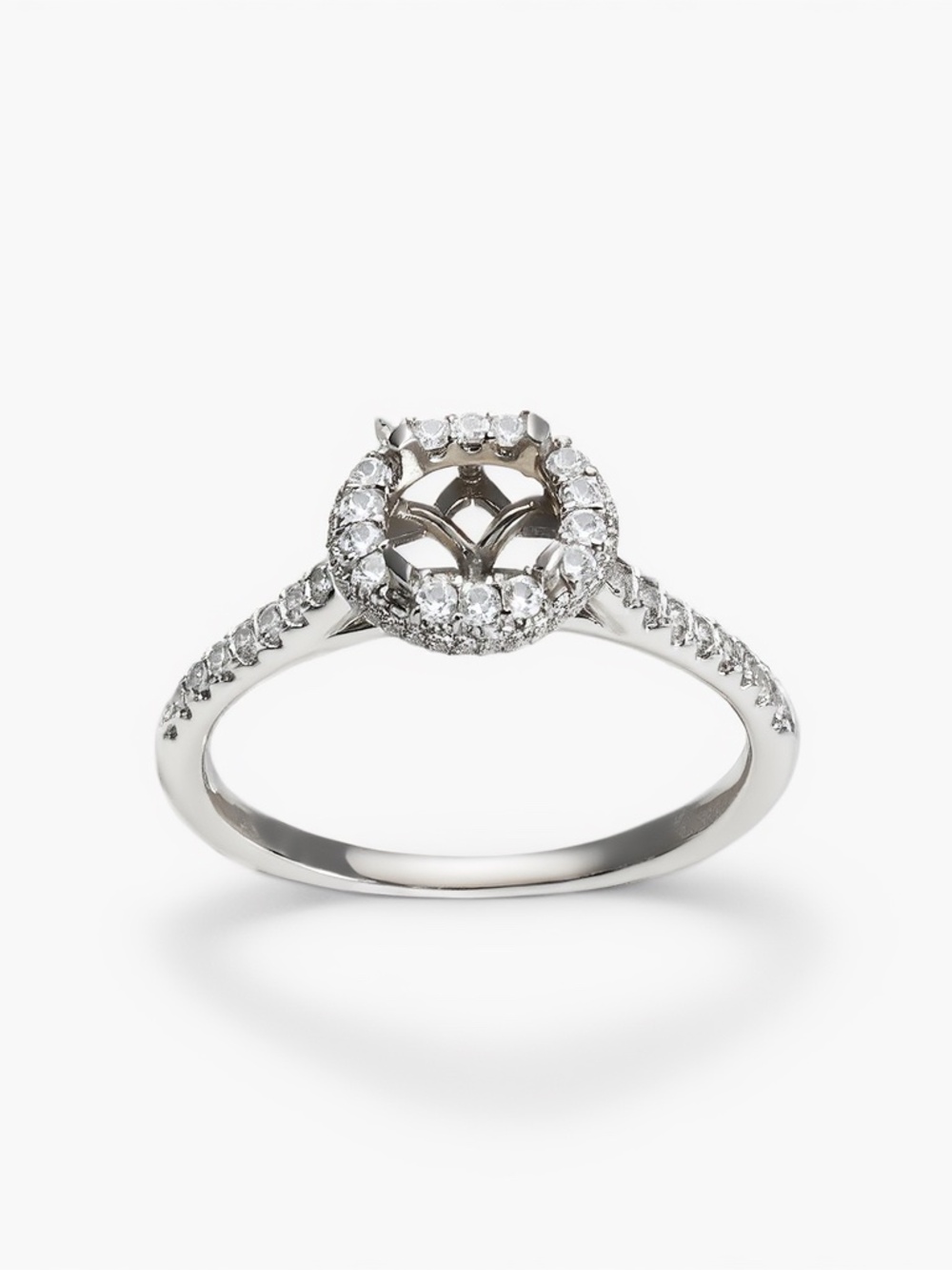 Falling Edge Pavé Diamond Halo Engagement Ring In 18K White Gold By James Allen
